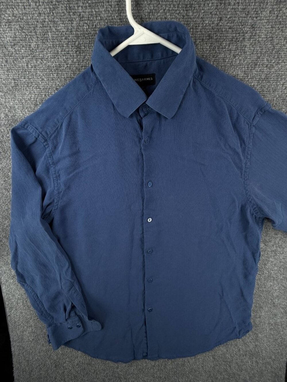Jhane Barnes ALL SILK Long Sleeve Blue Button Up Shirt XL Men Woven Adult Casual